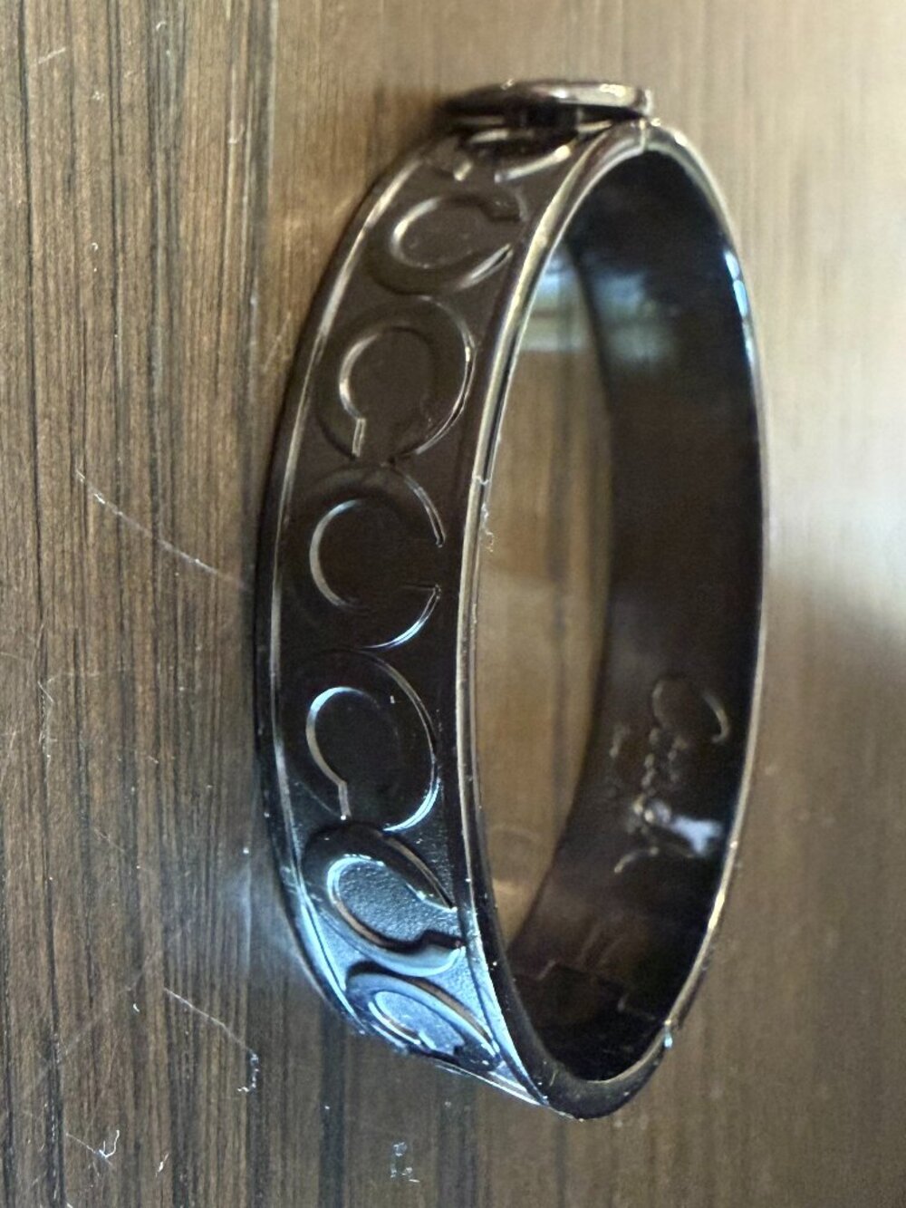 Dark "Gunmetal" Coach Bangle, Hinge Closure